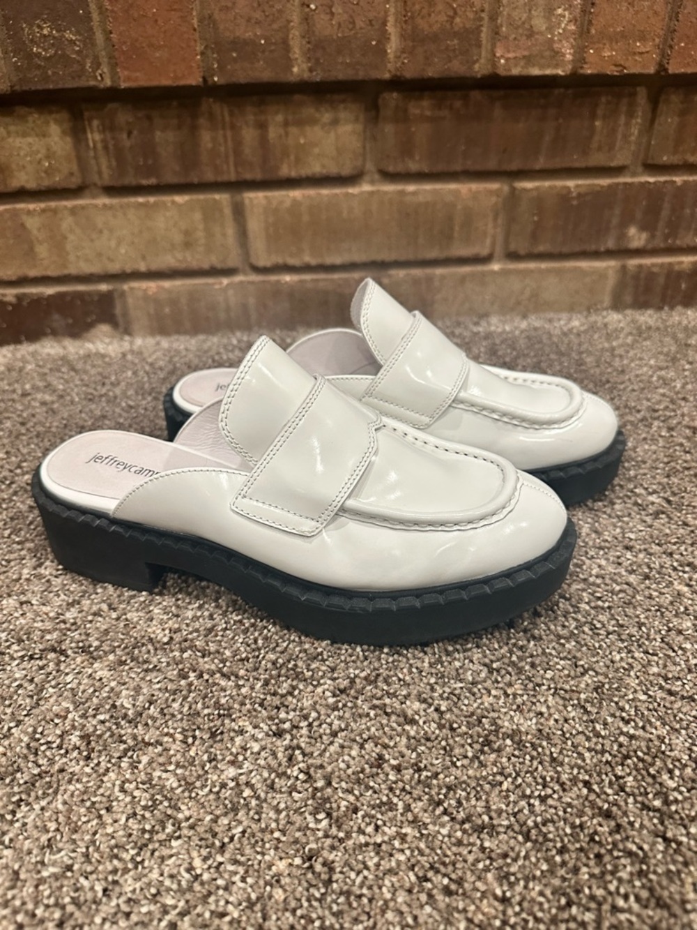 Jeffrey Campbell White Platform Loafer Mules Size 7.5